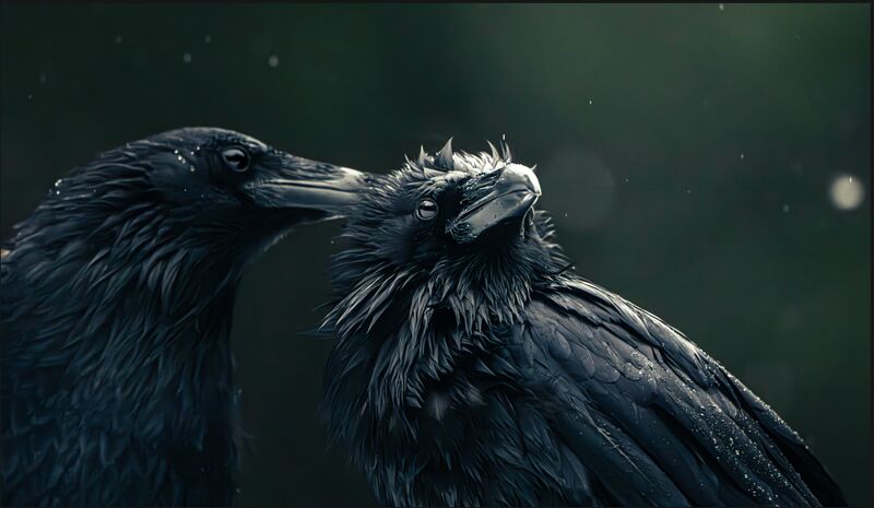 Two Ravens during a storm Yosemite NP