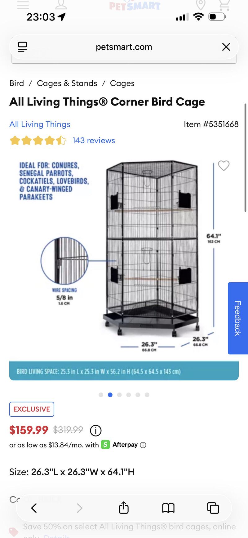 Cage on sale - good for two conures?